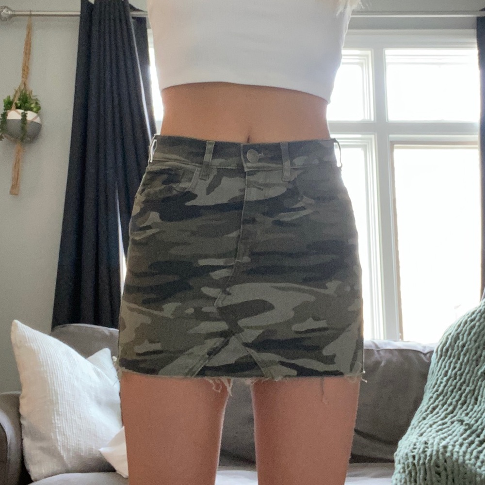 Express Camo Mini Jean Skirt